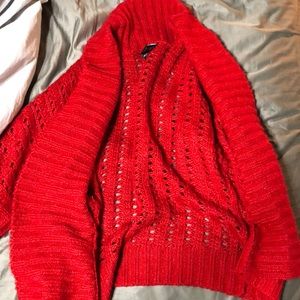 Red cardigan